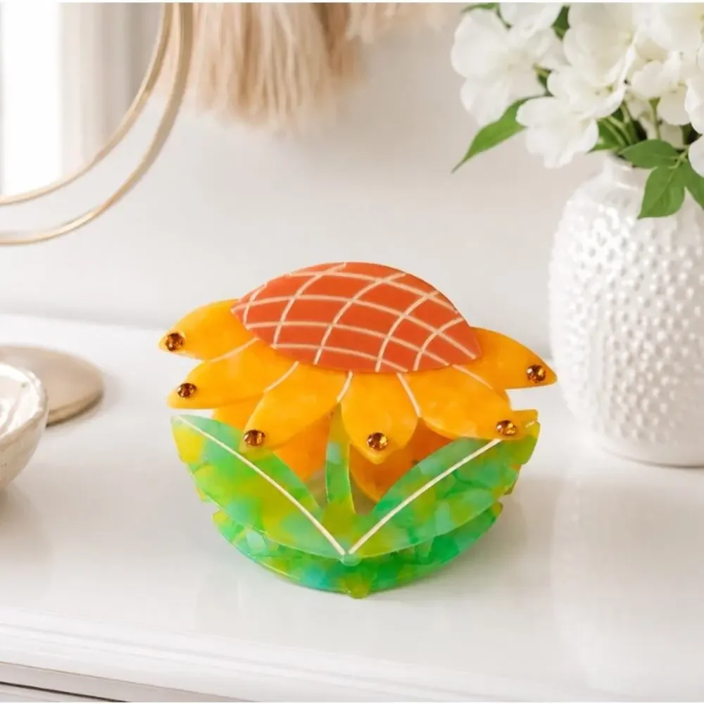 Acetate Orange Sunflower Hair Claw Clip New